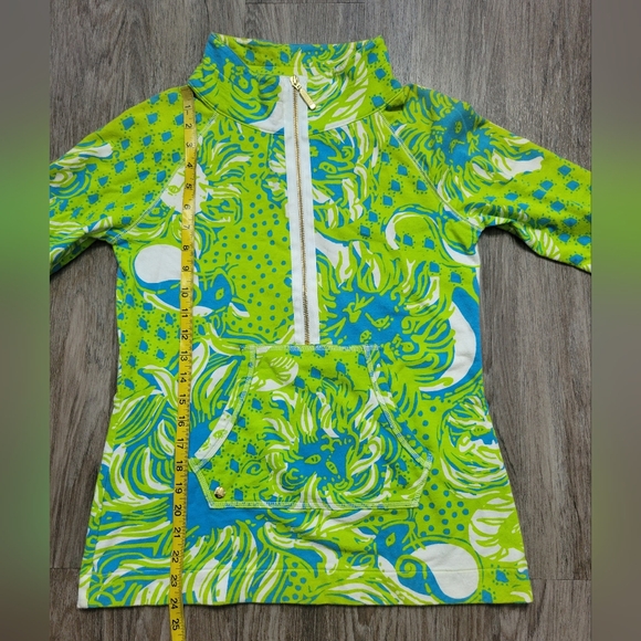 Lilly Pulitzer Skipper Popover Roar Of The Jungle ½ Zip Terrycloth Sweatshirt SM - Picture 13 of 14